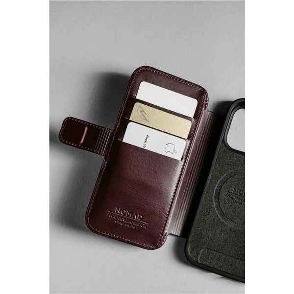Nomad Modern Leather Folio (Horween) MagSafe kožené pouzdro iPhone 17 Pro Max Burgundy - Pouzdra - Obrázek 2c28c5ebe1c54dc6b3fbfaaba9ccc02a