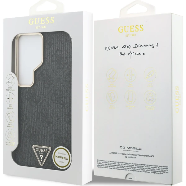 Guess PU Leather 4G Strass Triangle Logo Gold Frame Magnetic kryt Samsung Galaxy S26 Ultra šedý - Pouzdra - Obrázek 2c3afcb1747449d189407540ff2c39c1