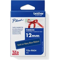 Brother TZe-RN34 textilní páska zlatá na modrém 12 mm - Pásky pro štítkovače