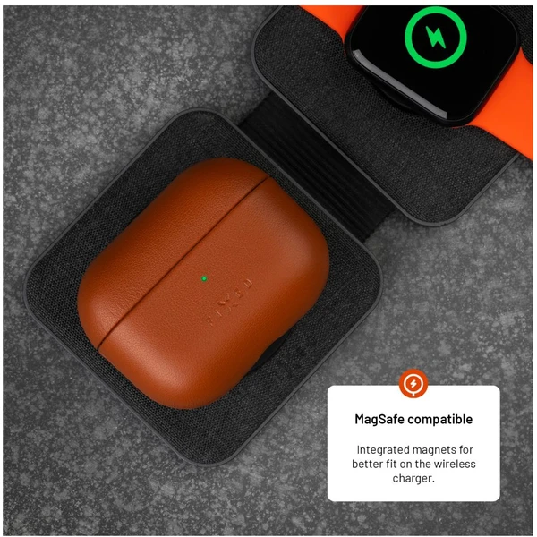 FIXED PodsLeather kožené pouzdro s MagSafe pro Apple AirPods Pro 2 hnědé - Pouzdra - Obrázek 2c90302af8014f50a1660b664a732fab