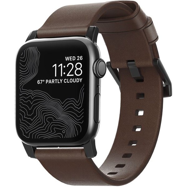 Nomad Modern kožený řemínek Apple Watch černý NM1A4RBM00