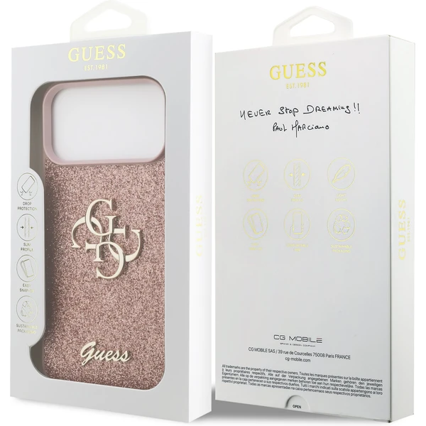 Guess PU Fixed Glitter 4G Metal Logo kryt iPhone 17 Pro Max růžový - Pouzdra - Obrázek 2c942555c5804c7894faca47f59d931b