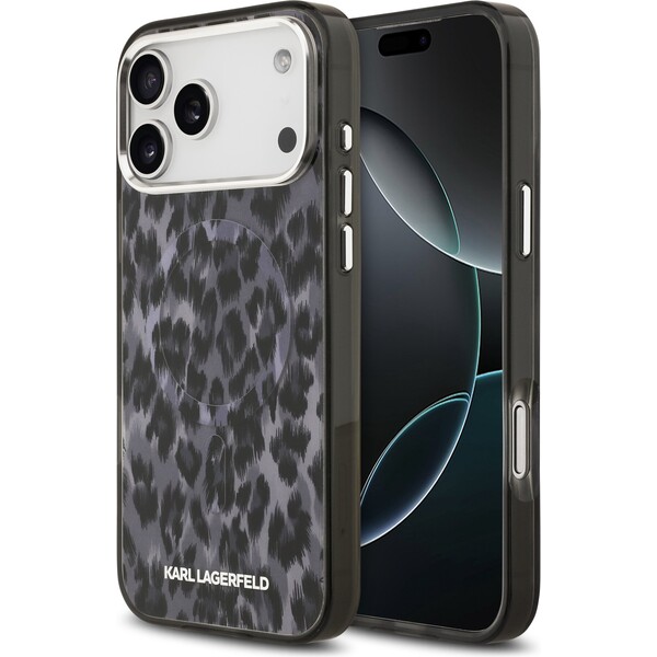 Karl Lagerfeld IML Leopard MagSafe Zadní Kryt pro iPhone 17 Pro Max šedý