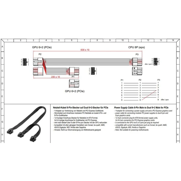 PremiumCord napájecí kabel pro PCIe karty - Kabely a redukce - Obrázek 2cca1916402c4ec198db9fa8bfa5ccb3