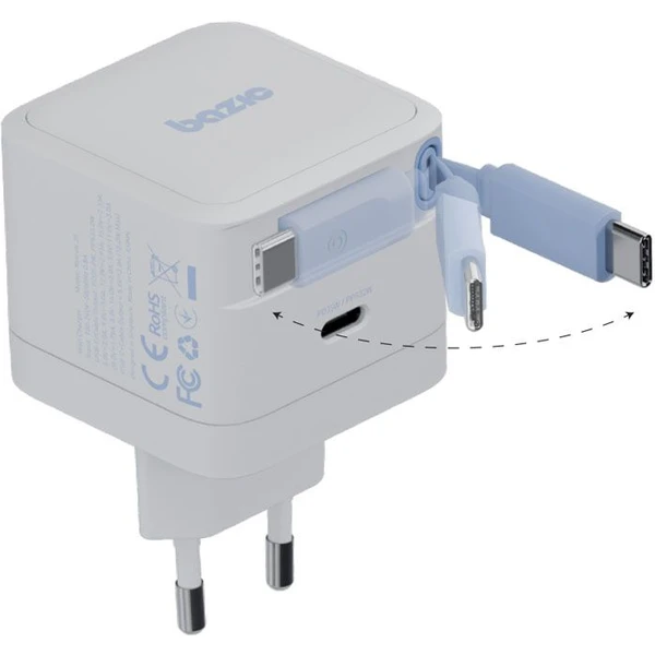 ENERGEA Bazic GoPort GaN nabíječka s integrovaným USB-C zatahovacím kabelem (35W) bílá - Nabíječky - Obrázek 2cec33d4985f45bdb65b8c455a947865