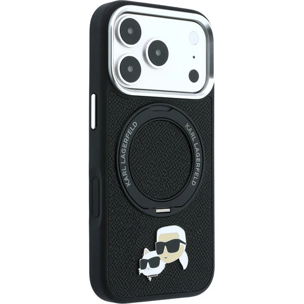 Karl Lagerfeld PU Grained K&CH Heads Ring Stand Magsafe kryt iPhone 18 Pro černý - Pouzdra - Obrázek 2d30419e1fb5465aa37eb47ecc80db99