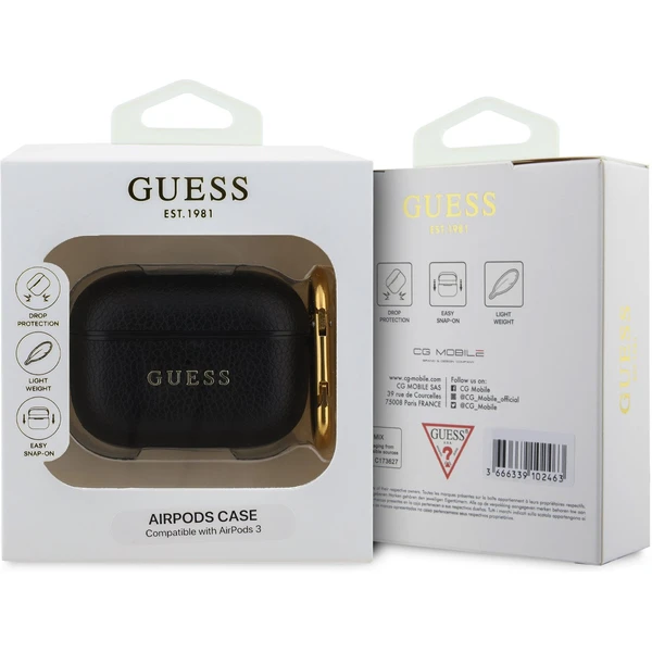 Guess PU Grained Classic Logo pouzdro pro AirPods 3 černé - Pouzdra - Obrázek 2d3c415458034bd4b842f5de85c67158