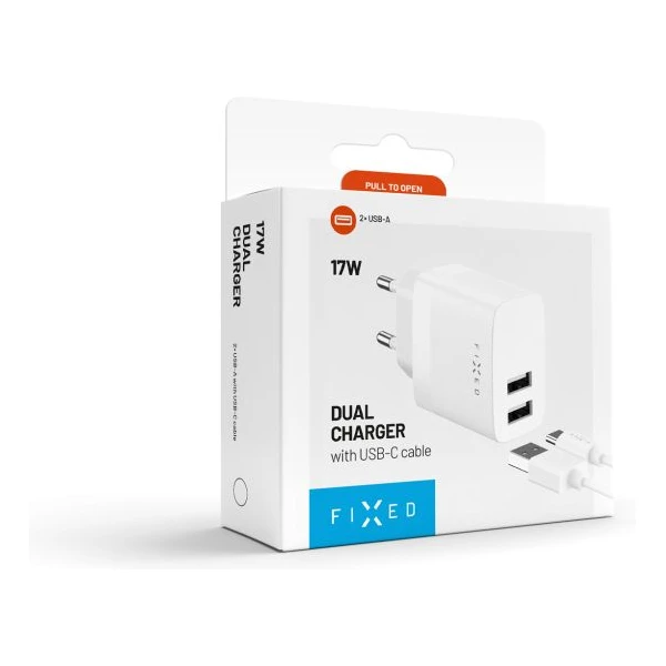 FIXED nabíječka s USB-A/USB-C kabelem, 1 m, 17W, bílá - Nabíječky - Obrázek 2d7ccc27d994442a9f52b7fdf1e4d035