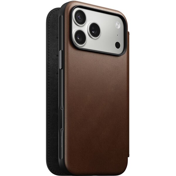 Nomad Modern Leather Folio MagSafe kožené pouzdro iPhone 17 Pro Max Brown