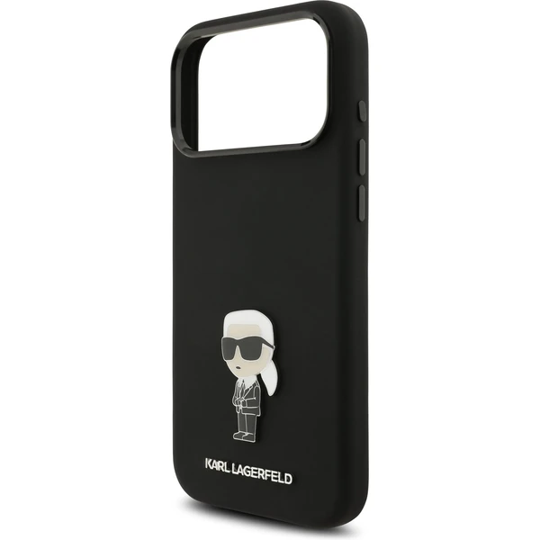 Karl Lagerfeld Liquid Silicone Metal Ikonik kryt iPhone 17 Pro Max černý - Pouzdra - Obrázek 2e00bf3ebc3a41aba500efec75a46def