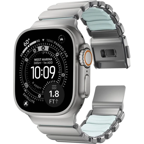 Nomad Stratos Band FKM řemínek Apple Watch 45/46/49mm Natural Titanium/Icy Blue - Řemínky - Obrázek 2e45ba254194402087998a877937a948