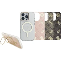 Guess PC/TPU Electroplated Stand Camera Frame MagSafe kryt s vyměnitelným pozadím iPhone 16 Pro - Pouzdra