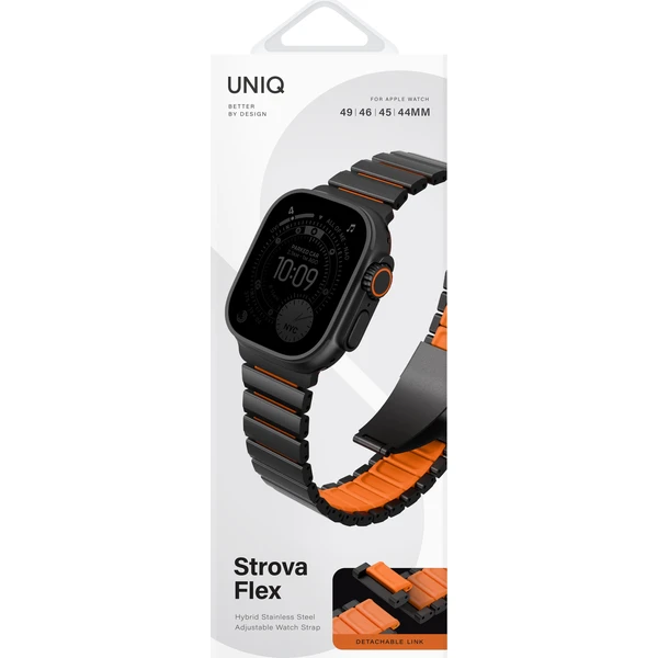 UNIQ Strova Flex titanový řemínek pro Apple Watch 49/46/45/44mm Midnight Black/Volt Orange - Řemínky - Obrázek 2f4102d509774c1bb2e23722e51b7e7d