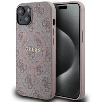 Guess PU Leather 4G Colored Ring MagSafe kryt iPhone 14 růžový - Pouzdra