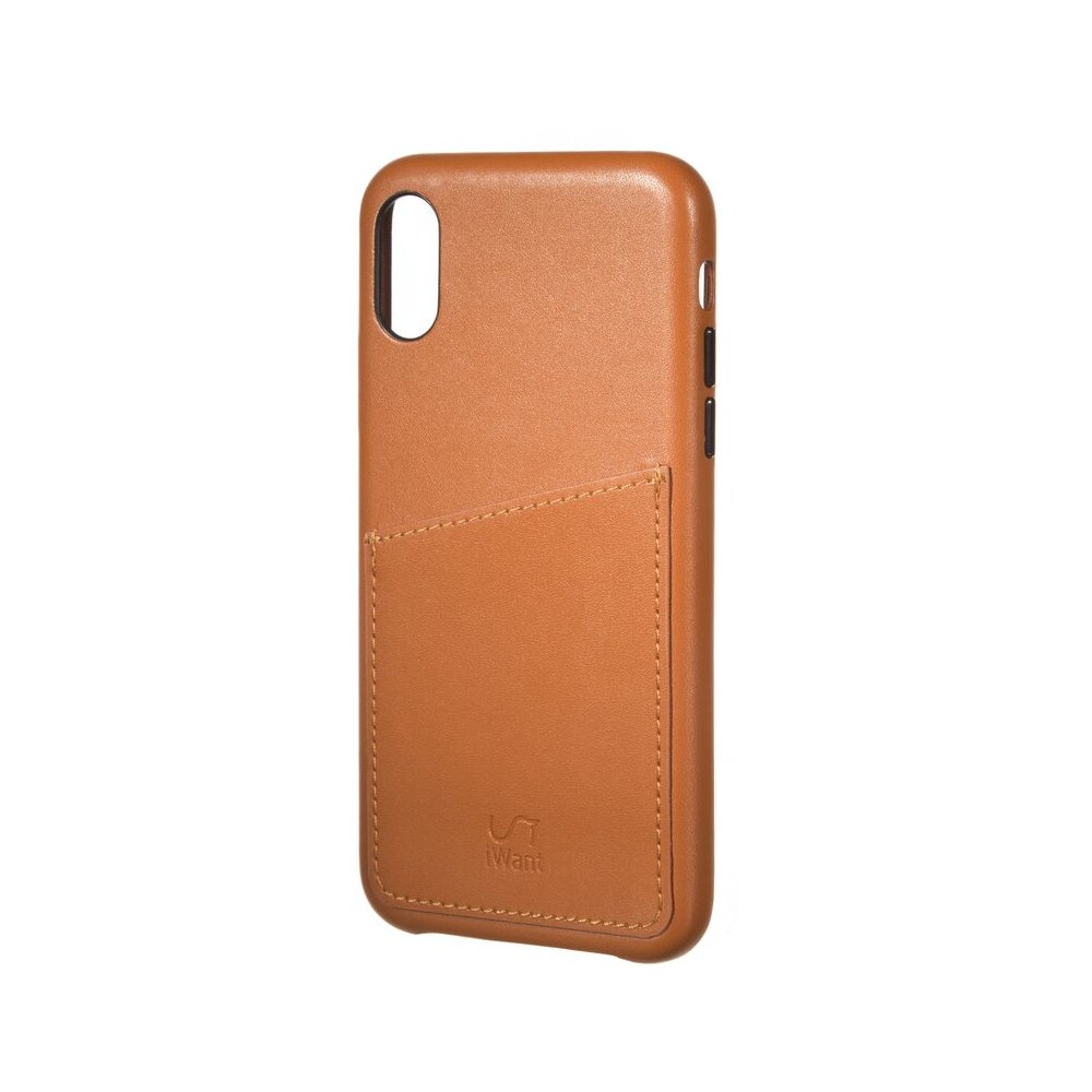 iWant PU kožený obal s kapsou Apple iPhone XR hnědý