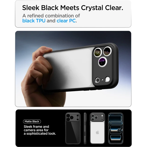 Spigen Ultra Hybrid kryt iPhone 18 Pro/17 Pro matte black - Pouzdra - Obrázek 30793635a5744e86be2b4c70229bb0c6