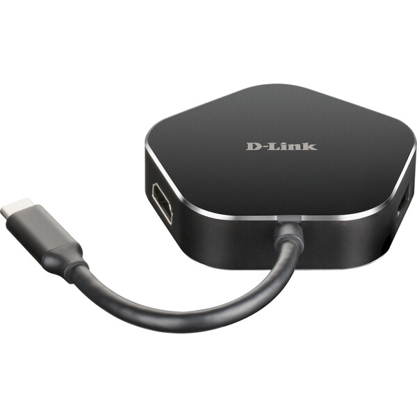 D-Link 4v1 USB-C Hub PD 60W černý Černá