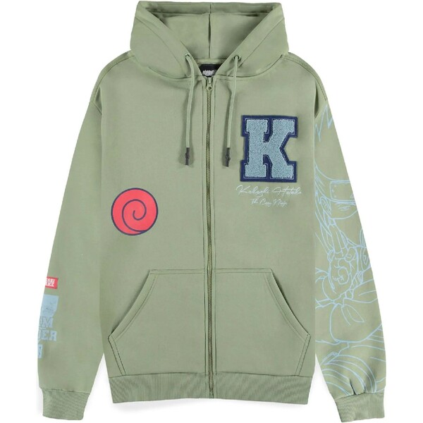 Difuzed Naruto Zipper Hoodie Kakashi Velikost XXL Olivově zelená