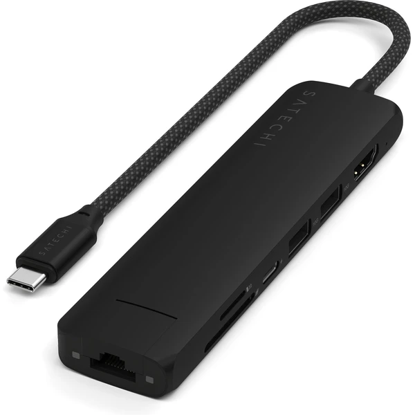Satechi 7v1 USB-C Slim víceportový adaptér s Ethernetem černý - USB huby - Obrázek 30OC000J01