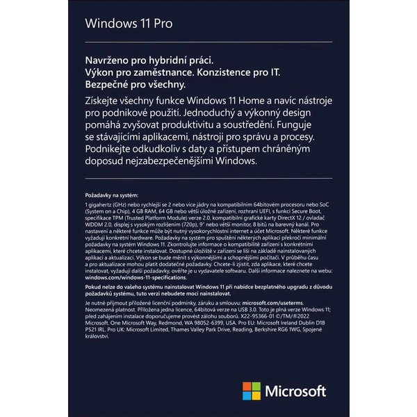 Microsoft Windows 11 Pro 64-bit CZ OEM DVD licence - Software - Obrázek 30VA100501