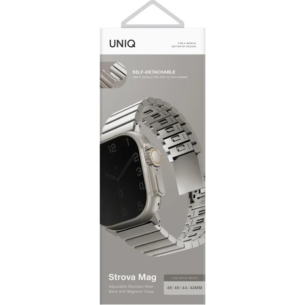 UNIQ Strova Mag ocelový řemínek pro Apple Watch 49/46/45/44/42mm stříbrný - Řemínky - Obrázek 30f1b4b5d88849c98e9dae6851d74f43