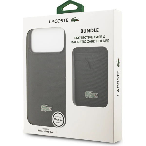 Lacoste Iconic Petit Pique MagSafe kryt + peněženka iPhone 17 Pro Max černý - Pouzdra - Obrázek 3161defc358048f6ae6beb5457356eea