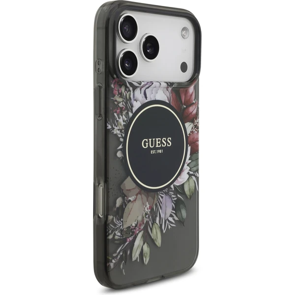 Guess IML Flowers Strap MagSafe kryt iPhone 17 Pro Max černý - Pouzdra - Obrázek 31dcd323ceb54fe9bd160cdf802d5822