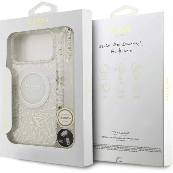 Guess IML Flowers Allover Strap MagSafe kryt iPhone 17 Pro Max bílý - Pouzdra - Obrázek 31e64cb0e91f48beb14483a2a51c5805