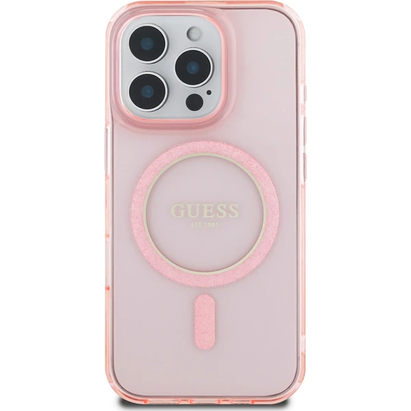 Guess IML Glitter Ring MagSafe kryt pro iPhone 16 Pro růžový - Pouzdra - Obrázek 31f38b5c079f42c8a60d903435e17f9a
