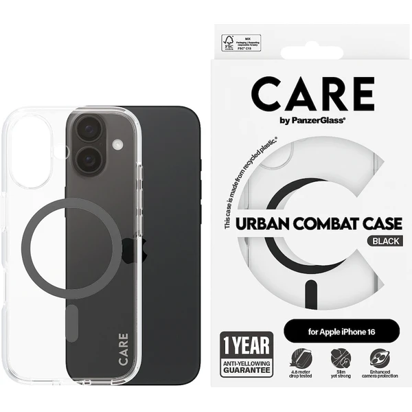 PanzerGlass® CARE kryt Apple iPhone 16 MagSafe Urban Combat čirý/černý - Pouzdra - Obrázek 3208000P01