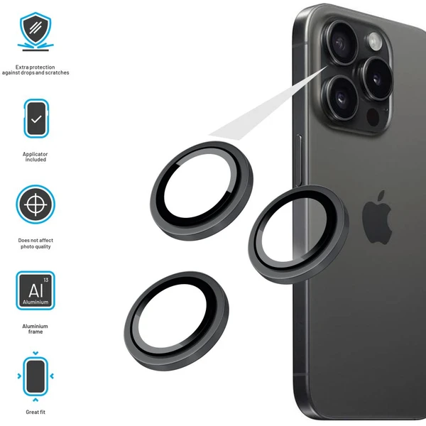 FIXED Camera Glass ochranná skla Apple iPhone 16 Pro/16 Pro Max černá - Ochranné folie a skla - Obrázek 3225b551fa914b42afc9a81159165585