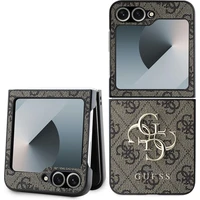 Guess PU 4G Metal Logo kryt Samsung Galaxy Z Flip 6 hnědý - Pouzdra