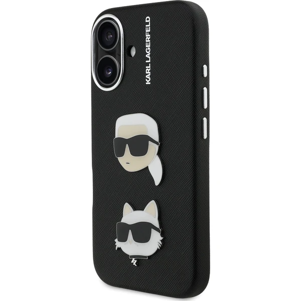 Karl Lagerfeld Grained PU K&CH Heads kryt iPhone 16 černý - Pouzdra - Obrázek 3248cbb97cfb43359fd9d554c7effad4