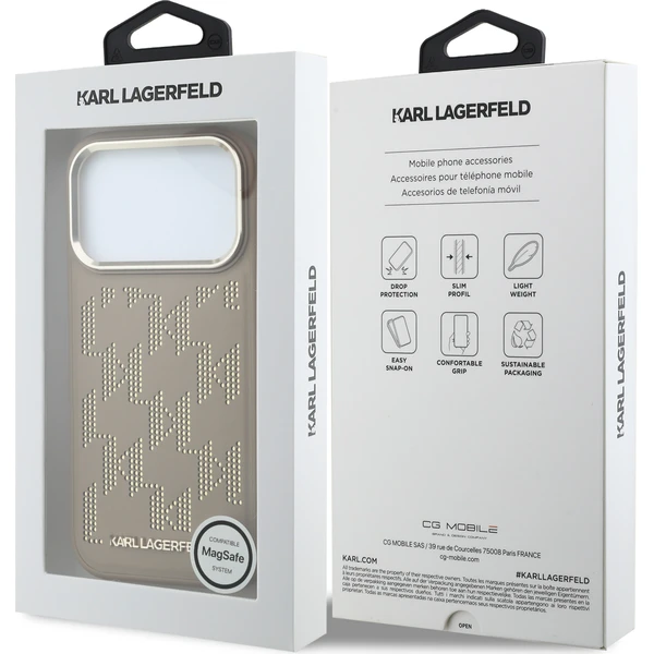 Karl Lagerfeld PU Perforated Monogram MagSafe kryt iPhone 17 Pro Max béžový - Pouzdra - Obrázek 3267cf638dc54c2193bc2bbe13e14a79