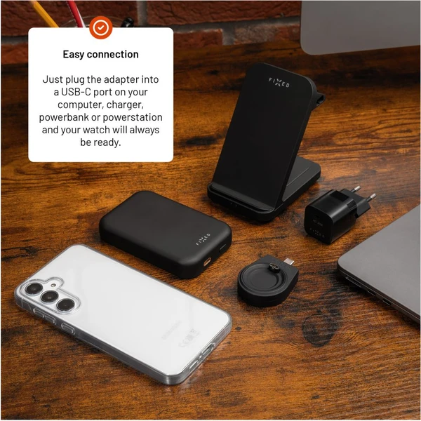 FIXED Nabíjecí USB-C adaptér pro Garmin Fenix 5/6/7/7X/8, Epix, Venu 2/3/3S, Vívoactive 3/4/5 černý - Nabíječky - Obrázek 326e10340f41463498ff4ac478587f44