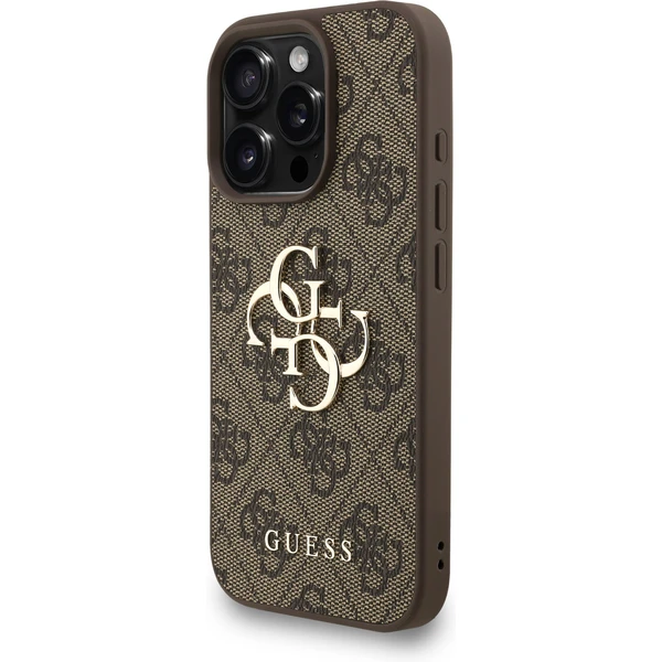 Guess PU 4G Metal Logo Strap kryt iPhone 16 Pro Max hnědý - Pouzdra - Obrázek 328e9b712b734a9898284d85fa7c7146