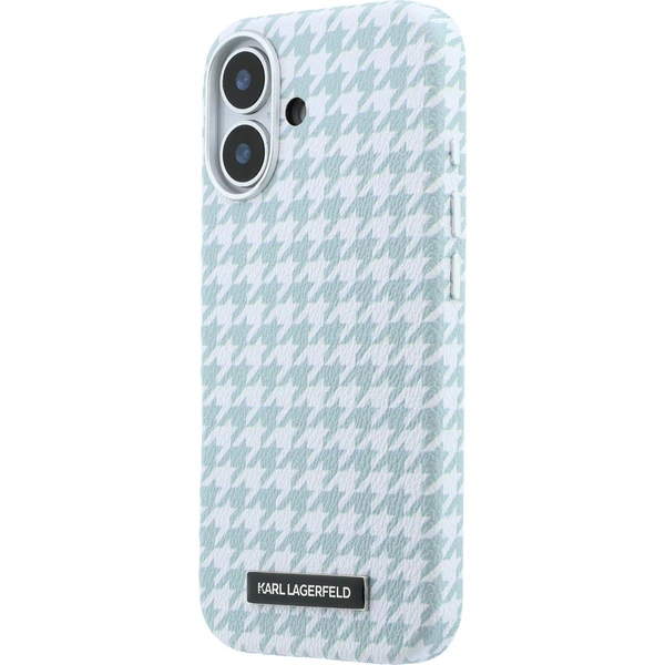 Karl Lagerfeld PU Houndstooth Resin Plate MagSafe kryt iPhone 17 modrý - Pouzdra - Obrázek 33402fabb77b45328d3c4cb536a20b96
