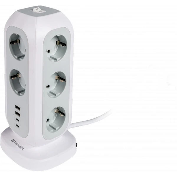 VERBATIM EU Power Tower EUPT-01 Nabíjecí stanice ,11x230V, 2xUSB-C, 2x USB-A - Chytré zásuvky - Obrázek 3353000O01