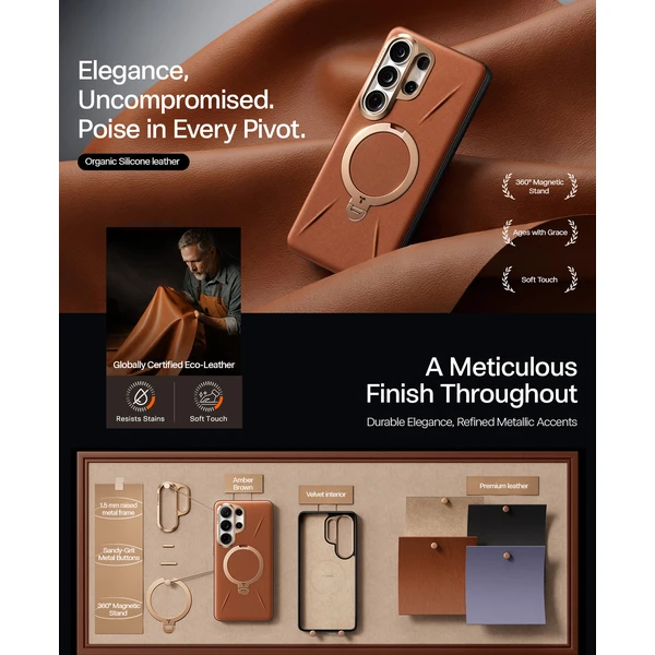 Torras Ostand Q3 VegSkin MagSafe kryt Samsung Galaxy S26 Ultra amber brown - Pouzdra - Obrázek 33c94aa39adf41a2b2b0bcbadac2477e