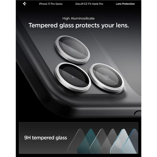 Spigen Glass tR EZ Fit Optik Pro skla iPhone 17-14 Pro/17-14 Pro Max silver (2 ks) - Ochranné folie a skla - Obrázek 347750d94e8b42209f5bba117876954b