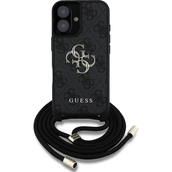 Guess PU 4G Metal Logo Crossbody popruh kryt iPhone 16 černý - Pouzdra - Obrázek 34bdb43aa71c486882615a870bb3b2d1