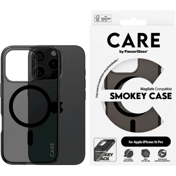 PanzerGlass® CARE kryt Apple iPhone 16 Pro MagSafe Smokey kouřový/černý - Pouzdra - Obrázek 3508000P01