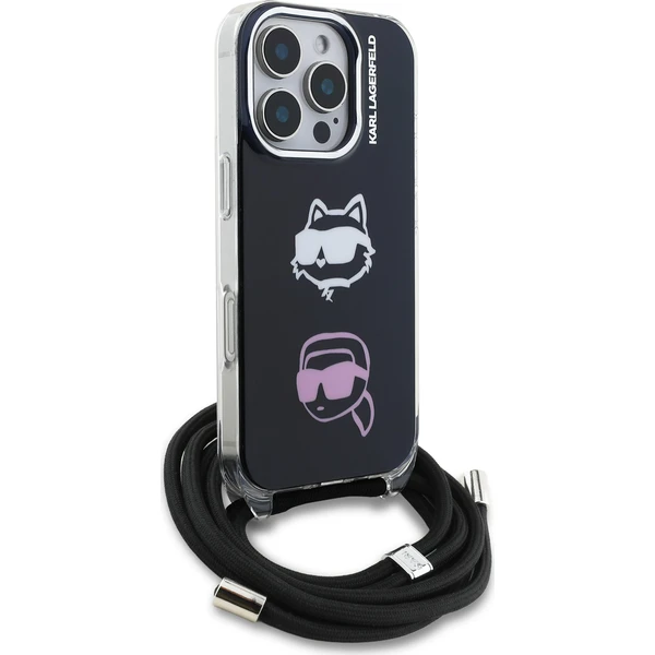 Karl Lagerfeld IML Crossbody K&CH Heads Zadní Kryt pro iPhone 16 Pro černý - Pouzdra - Obrázek 352ba52f987d401da99fe9b91c05800d
