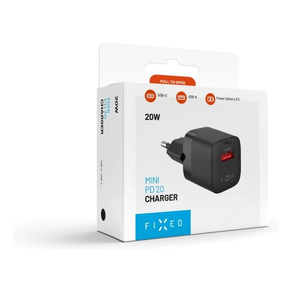 FIXED Mini nabíječka s USB-C a USB-A výstupem PD 20W a QC 3.0 černá - Nabíječky - Obrázek 355a7854a02b4fee80d71dbd31c15f16