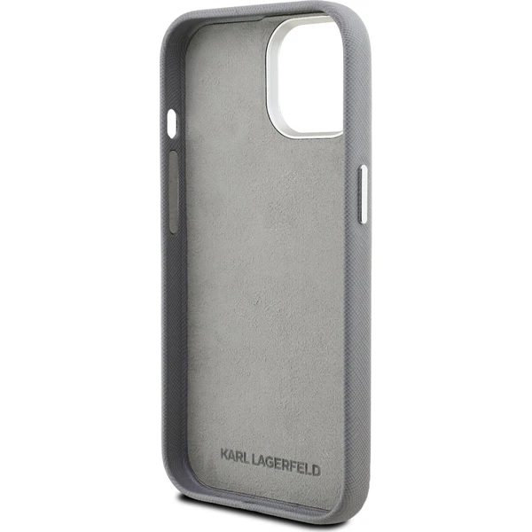 Karl Lagerfeld Grained PU K&CH Heads kryt iPhone 15 šedý - Pouzdra - Obrázek 35664c209f794249a0c039d2acd1cd21