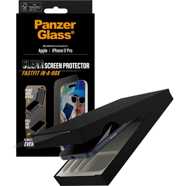 PanzerGlass® Ultra-Wide Fit sklo Apple iPhone 17 Pro s bezprašným aplikačním boxem - Ochranné folie a skla - Obrázek 35KH000K01