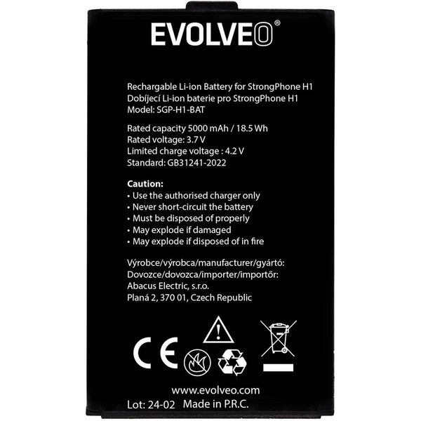 Náhradní baterie k telefonu EVOLVEO StrongPhone H1 - Baterie - Obrázek 35V4000K01
