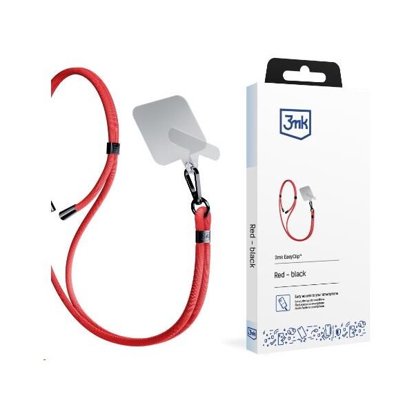 3mk EasyClip univerzální šňůrka pro telefony se zadním krytem červená