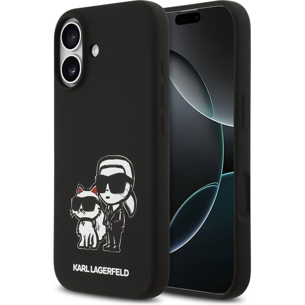 Karl Lagerfeld Liquid Silicone K&CH Sketch MagSafe kryt iPhone 17 černý