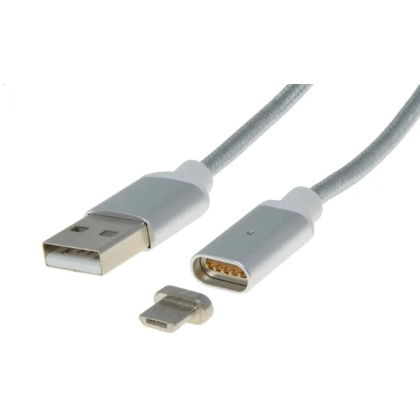 PremiumCord kabel micro USB 2.0 - USB A-B magnetický 1m stříbrný - Kabely - Hlavní obrázek
